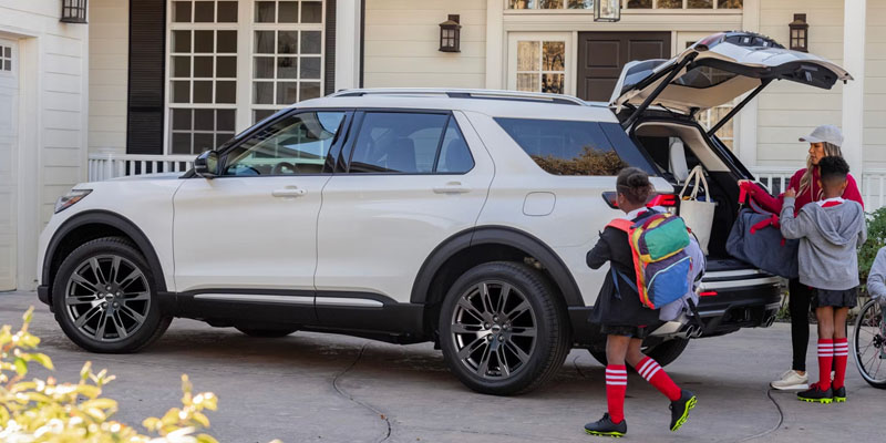 2026 White Ford Explorer Cargo Space children keeping the luggage in boot space