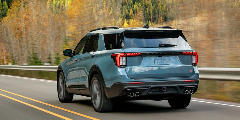2026 Navy Blue Ford Explorer Active cruising on highway